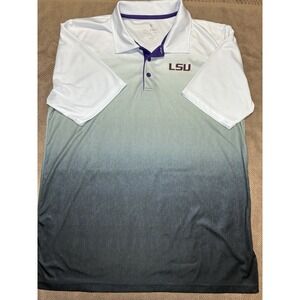 LSU Tigers Colosseum Polo Shirt, Men's XL. Hombre Color White To Gray.